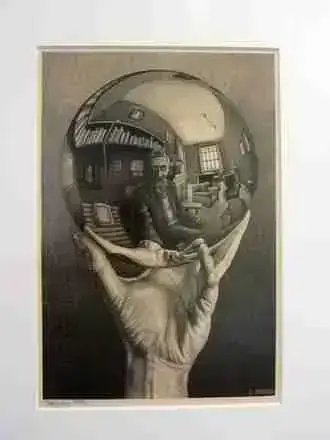 A man looking at his own image